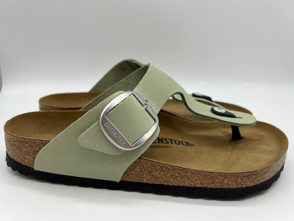 Birkenstock Gizeh Big Buckle Nubuck Leather Matcha Women's Size 9 New - Picture 1 of 16